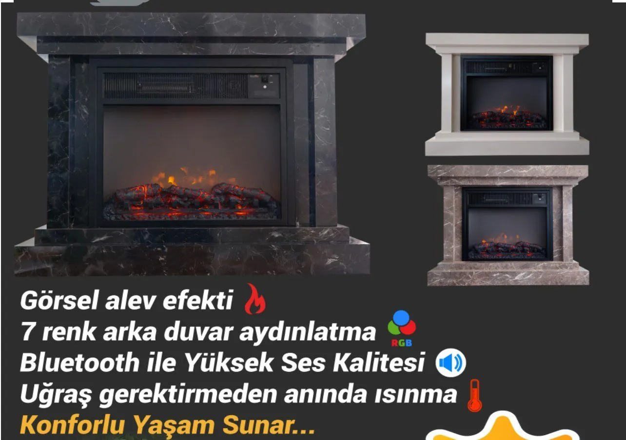 Uzobox Elektrikli Fanlı Şömine - Görsel 4